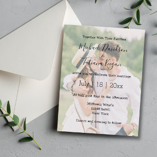 Cartão Postal De Convite elegant modern chic handwriting wedding  photo 