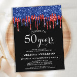 Cartão Postal De Convite Elegante Blue Black Glitter Drip 50th Birthday<br><div class="desc">Convide amigos e família para a sua festa de aniversário com estes elegantes convites de aniversário azuis, prateados e negros, e suprimentos de festa. Este elegante convite de aniversário chic apresenta 'Saúde a 50 Anos', personalize anos por 30, 40, 60, 70, 80, 90 ou qualquer idade. Este design azul e...</div>