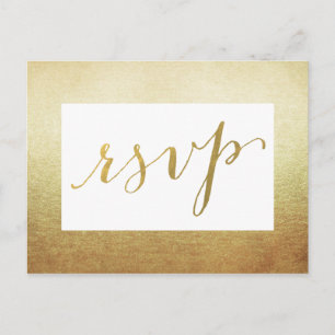 Cartão Postal De Convite Elegante Border Faux Gold Foil Weding RSVP