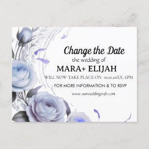 Cartão Postal De Convite Elegante Cartão de Alteração de Data de Casamento