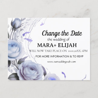 Cartão Postal De Convite Elegante Cartão de Alteração de Data de Casamento