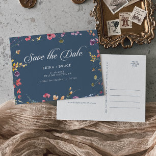 Cartão Postal De Convite Elegante Cartão de Save the Date Floral Botânico p