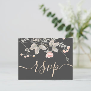 Cartão Postal De Convite Elegante chic watercolor Floral RSVP