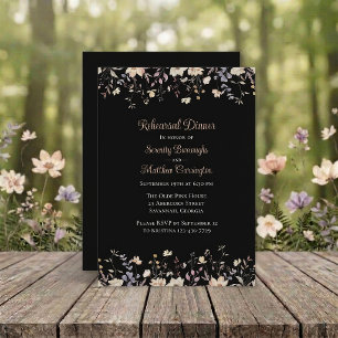 Cartão Postal De Convite Elegante Chuveiro Floral de Flores Silvestres Pret