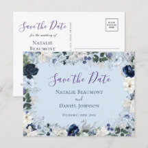 Elegante Dusty Blue Floral Salvar a Data