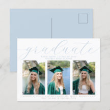 Elegante Dusty Blue Minimalist Graduação 3 Foto