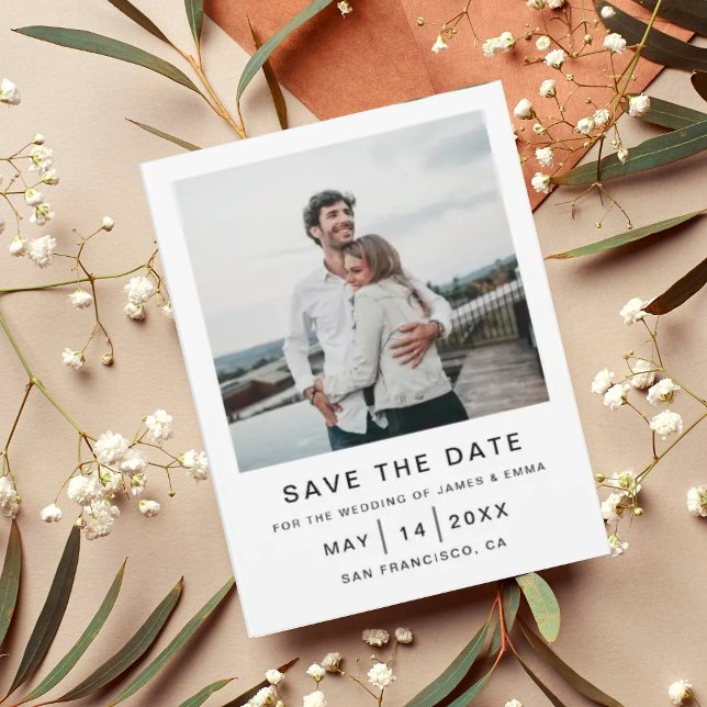 Cartão Postal De Convite Elegante e Simples Casamento Moderno Salve a Data (Criador carregado)