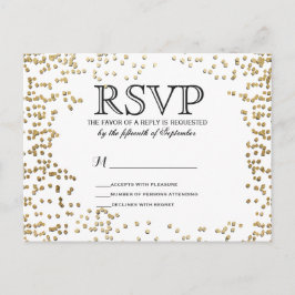 Cartão Postal De Convite Elegante e Simples Faux Dourada Confetti