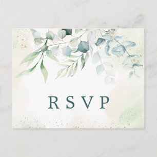 Cartão Postal De Convite Elegante Eucalyptus Greenery Wedding RSVP