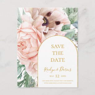 Cartão Postal De Convite Elegante Floral de Rosa do Jardim Salve o Cartão P