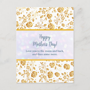 Cartão Postal De Convite Elegante Floral em Aquarela para Feliz Dia das Mãe