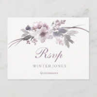 Elegante Floral Purple Winter Quinceanera RSVP