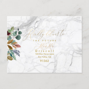 Cartão Postal De Convite Elegante Greenery Dourado Calliografia RSVP w Meal