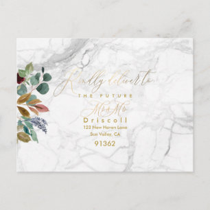 Cartão Postal De Convite Elegante Greenery Dourado Calliografia RSVP w Meal