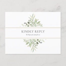 Cartão Postal De Convite Elegante Greenery Wedding Song Request RSVP