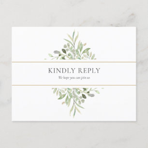 Cartão Postal De Convite Elegante Greenery Wedding Song Request RSVP