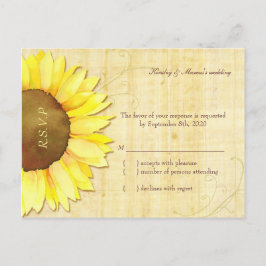 Cartão Postal De Convite Elegante Papyrus Sunflower Wedding RSVP