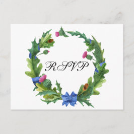 Cartão Postal De Convite Elegante Resposta de Casamento com Cardo Escocês e