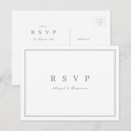 Cartão Postal De Convite Elegante resposta de casamento minimalista em verd