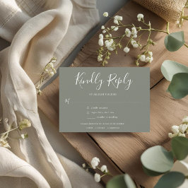 Cartão Postal De Convite Elegante RSVP de casamento em verde oliva minimali
