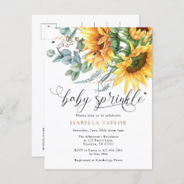 Cartão Postal De Convite Elegante Rústico Chá de fraldas de Girassol