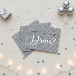 Cartão Postal De Convite Elegante Silver Glitter Quinceanera Dama Proposta