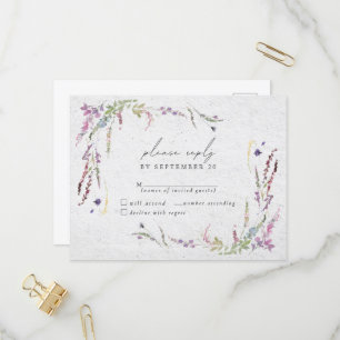 Cartão Postal De Convite Elegante Wildflower Watercolor Modern Wedn RSVP