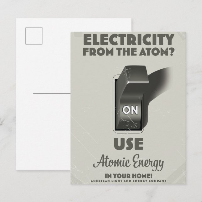 Cartão Postal De Convite Eletricidade do Átomo (Frente/Verso)