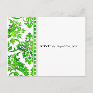 Cartão Postal De Convite Emerald Vintage Damask Lace Wedding RSVP