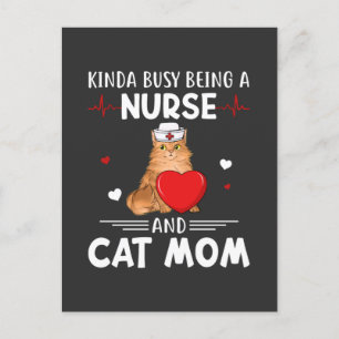 Cartão Postal De Convite Enfermagem Enfermeiro E Mãe Gato