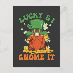 Cartão Postal De Convite Engraçado Dia de São Patrício Sortudo E Eu Gnome I