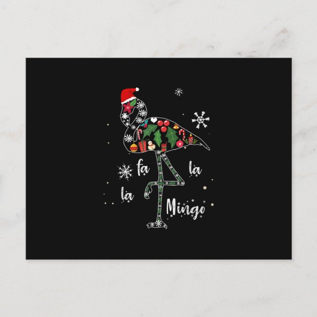 Cartão Postal De Convite Engraçado Flamingo Natal Xmas (Frente)