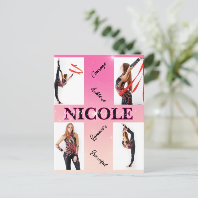 Cartão Postal De Convite Envolvimento de Fotografias Rosa 4 Envolvidas (Em pé/Frente)