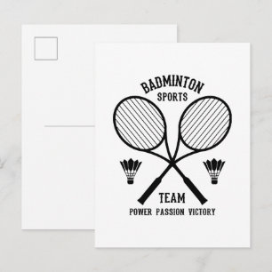 Cartão Postal De Convite Equipe de Esportes de Badminton
