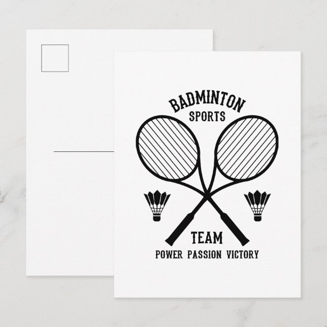 Cartão Postal De Convite Equipe Desportiva Badminton (Frente/Verso)