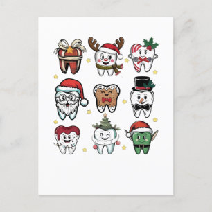 Cartão Postal De Convite Equipe Odontológica Dentista Natal Férias Natal 