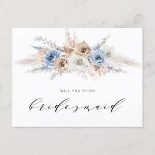 Cartão Postal De Convite erva azul empoeirada será minha dona de Bridesmaid