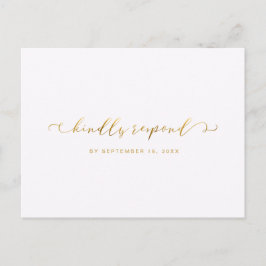 Cartão Postal De Convite Escolha de Refeições para Caligrafia Rsvp Dourada 