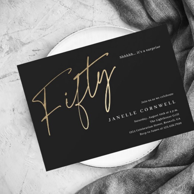 Cartão Postal De Convite Escrito simples de na moda elegante de 50 anos mod (Criador carregado)