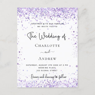 Cartão Postal De Convite Escrito violeta de lavanda de casamento
