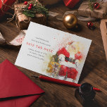 Cartão Postal De Convite Esplendor de Natal | Feriado - Salvar a data<br><div class="desc">tradicional salve a data do cartão postal de natal,  apresentando os detalhes do evento em caracteres de script com uma ilustração de cor d'água de uma cláusula santa. Salvar o modelo de data é fácil de personalizar usando o modelo.</div>