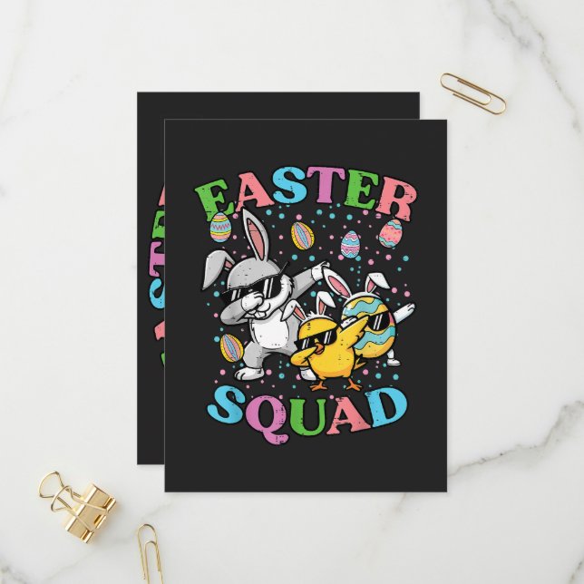 Cartão Postal De Convite Esquadrão de Páscoa Coelho Ovo Frango Dab Equipe C (Frente/Verso In Situ)