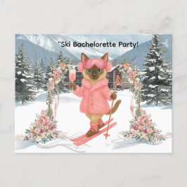 Cartão Postal De Convite Esqui para a Noiva na Festa de solteira inclinada