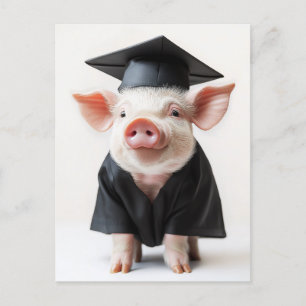 Cartão Postal De Convite Estilo de Porquinho do Dia de Graduação
