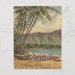 Cartão Postal De Convite Estilo Vintage Havaiano Viagem Costa Mar