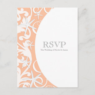 Cartão Postal De Convite Estrela Branca Coral da Praia Casamento Elegante R
