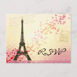 Cartão Postal De Convite Eu amo Paris em Springtime - RSVP Card