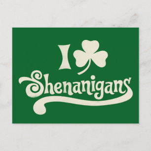 Cartão Postal De Convite Eu Amo Travessuras Trevo de Três Folhas St Patrick