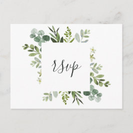 Cartão Postal De Convite Eucalipto Folhagem Verde RSVP