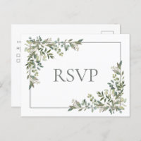 Eucalyptus Botanical Sage Green Wedding RSVP
